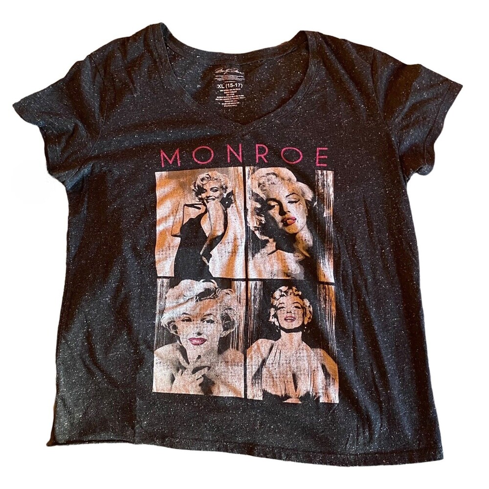 Rare HTF Marilyn Monroe Tee Shirt Dk Gray Speckled Junior Size XL (15-17)